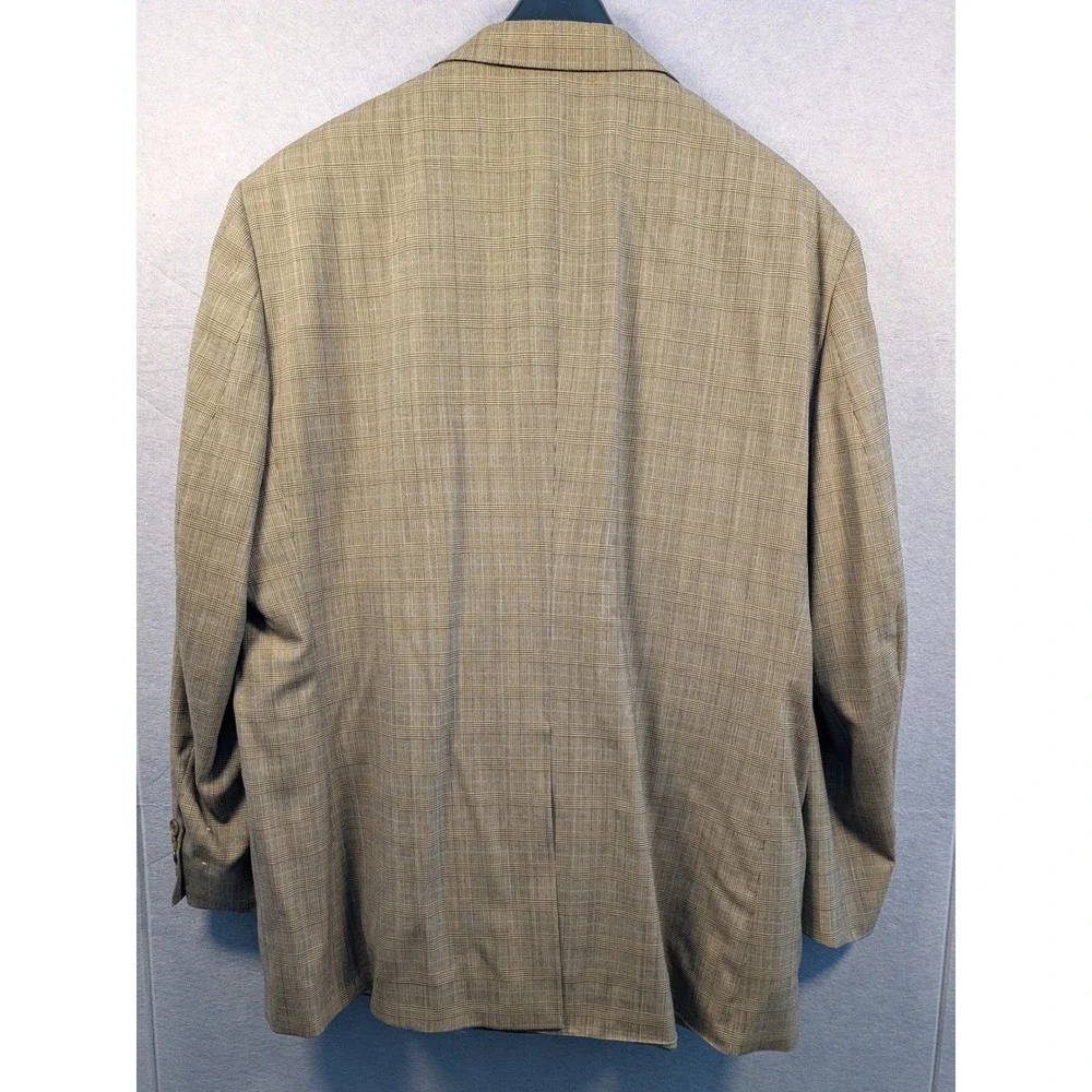 Corbin Suit Mens 48W 42L Tan Glen Plaid 100% Wool 2pc 90s Vintage NWT Defect